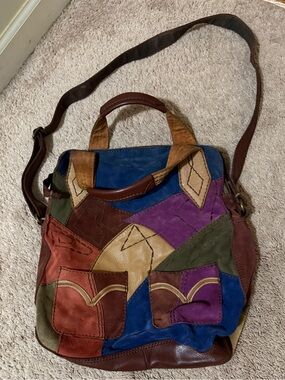Patchwork Multicolor Leather Crossbody Tote - Women Bags